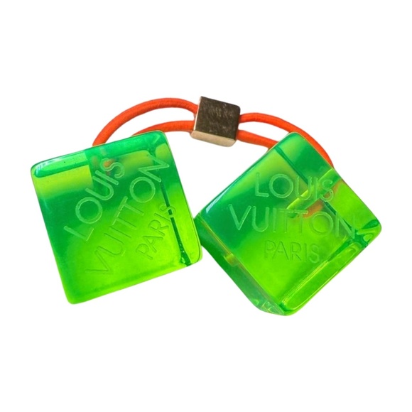 Louis Vuitton Accessories - Louis Vuitton Hair Tie Translucent Green Orange Gold Vintage Cube